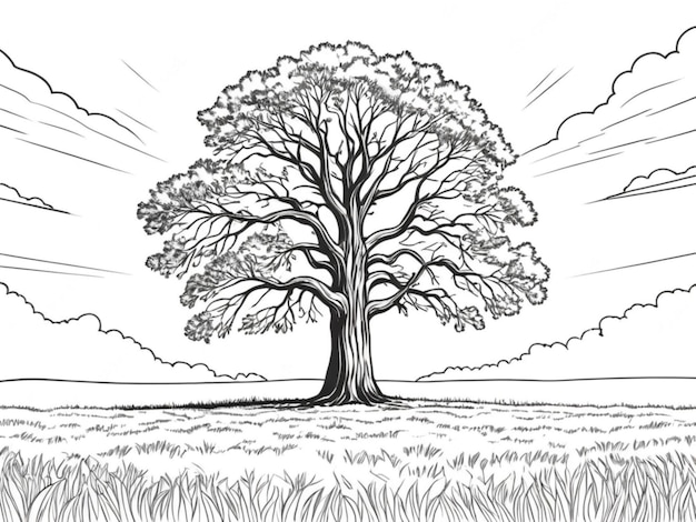 An outline image of a tree