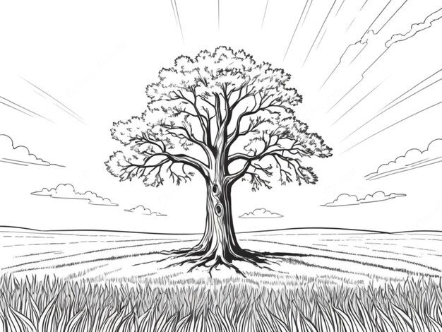 An outline image of a tree