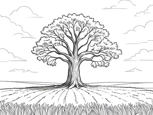 An outline image of a tree