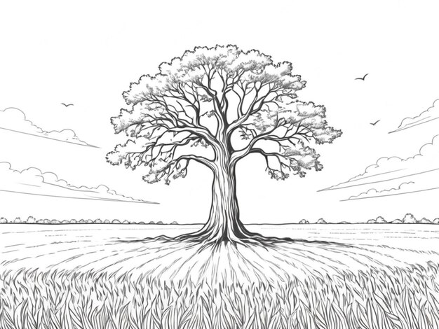 An outline image of a tree