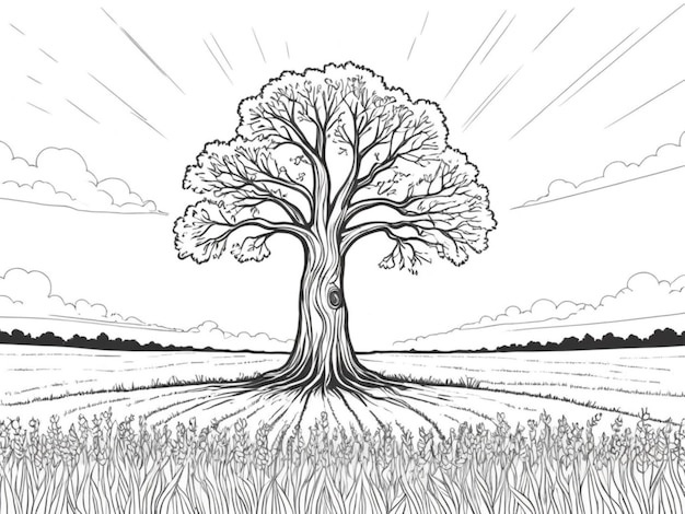 An outline image of a tree