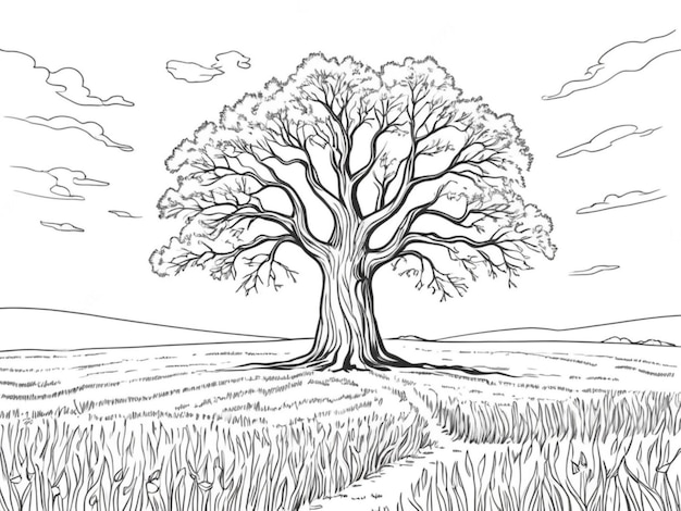 An outline image of a tree