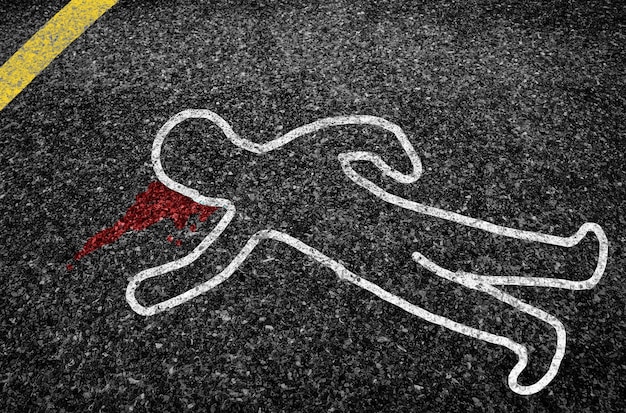 outline of a road accident victim