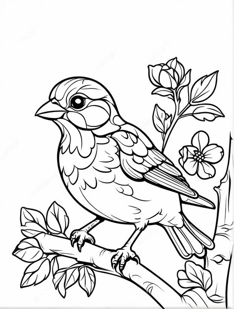 an outline sparrow on branch