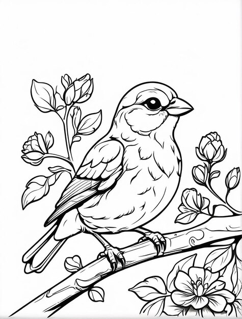 an outline sparrow on branch