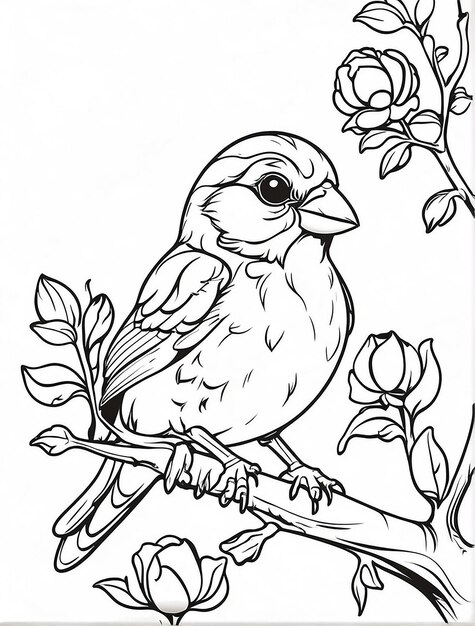 an outline sparrow on branch