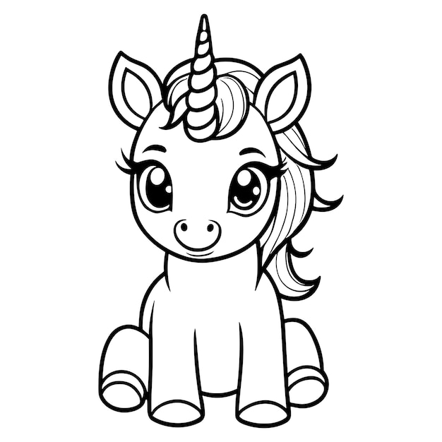 Outline unicorn coloring page for kids