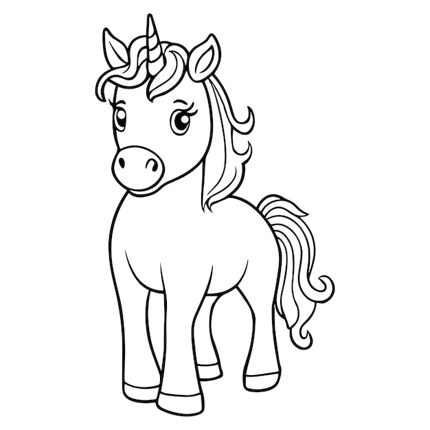 Outline unicorn coloring page for kids