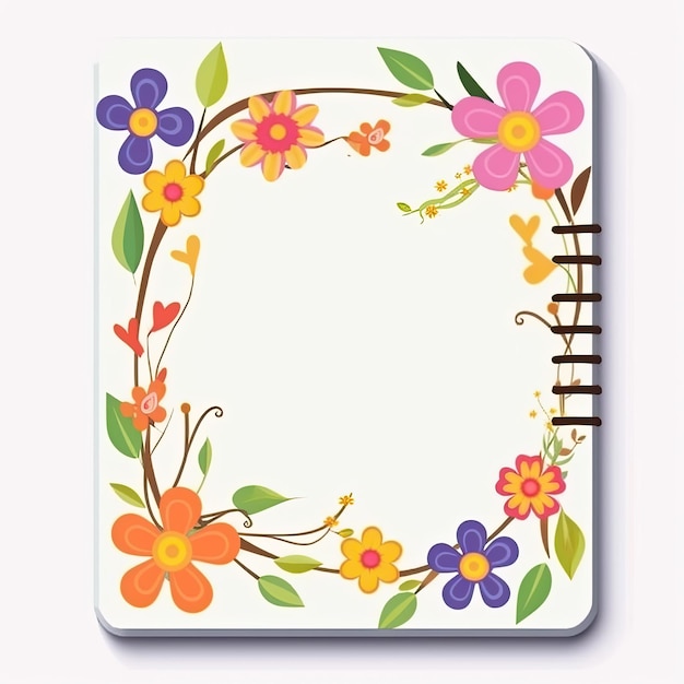 Outlined Flower Swirl Frame For Children's Illustration Books With A White Background