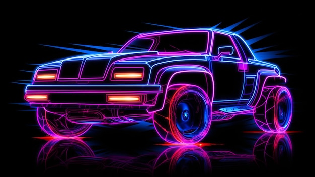 Foto illustrazioni d'arte digitale al neon con contorni, sfondi, foto e immagini