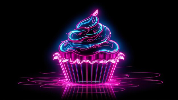 Foto illustrazioni d'arte digitale al neon con contorni, sfondi, foto e immagini