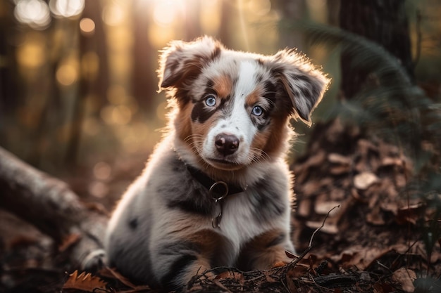 Outside Australian Shepherd puppy