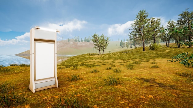 Outside mockup with natural environment advertising in the world 3D render