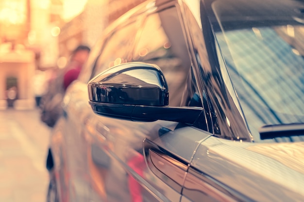 Outside Rear-View Mirror of a Modern Car