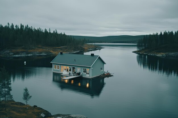 Photo outside on a tree stump there are wooden home models wood as a renewable and sustainable constru