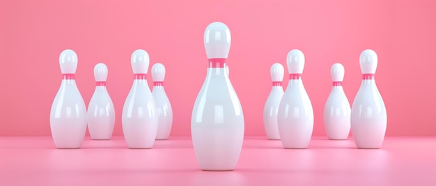 Photo the outstanding image shows white pin bowling against a pastel pink background