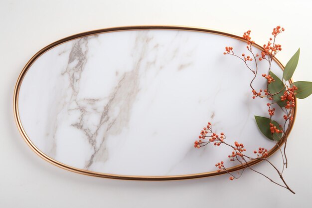 Photo oval bronze frame on a marble