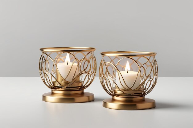 Oval candle holder set mockup front view