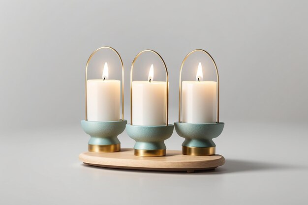 Oval candle holder set mockup front view