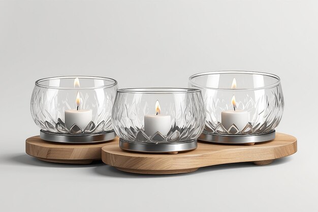 Oval candle holder set mockup front view