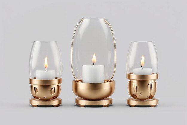Oval candle holder set mockup front view