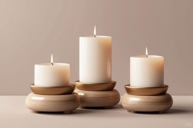 Oval candle holder set mockup front view