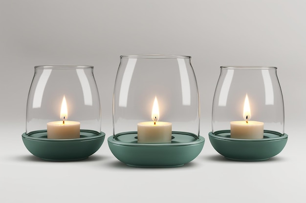 Oval candle holder set mockup front view