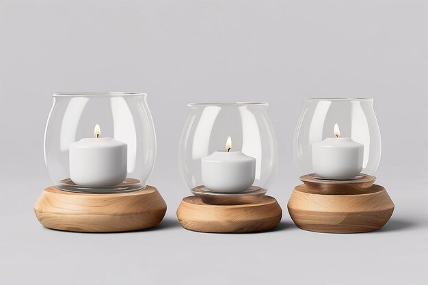 Oval candle holder set mockup front view