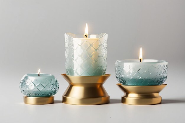 Oval candle holder set mockup front view