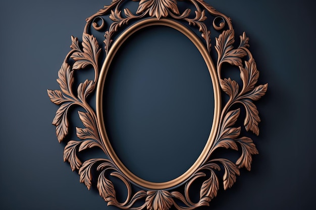 Oval frame Elegant empty photo frame on brown wall