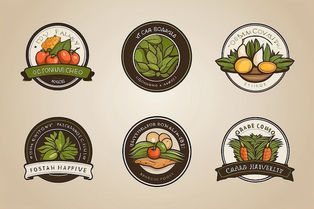 Photo oval shape vector food company logo design template ideal for agriculture