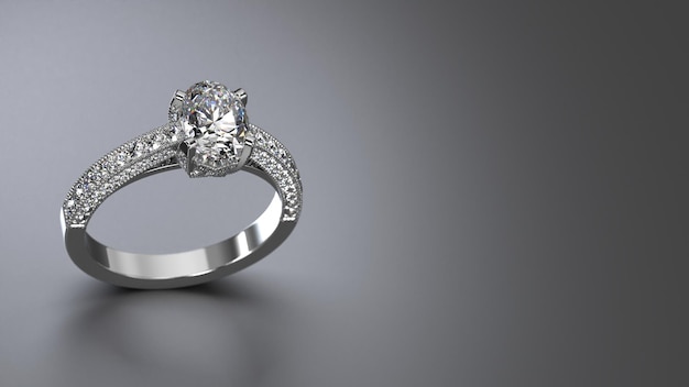 Ovale witgouden solitaire ring