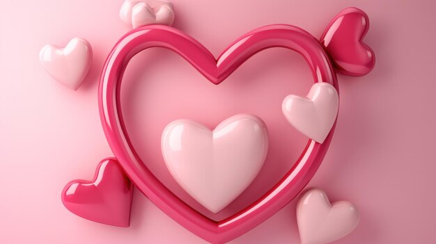 ove pink fluffy heart frame background