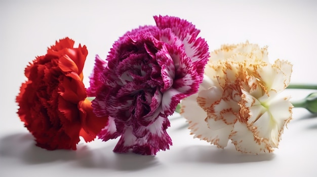Ovely pink wall with carnations as a backdrop Generative Ai