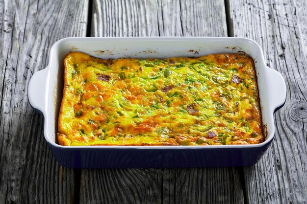 Oven Baked Denver Omelette in a baking dish