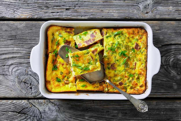 Oven Baked Denver Omelette in a baking dish