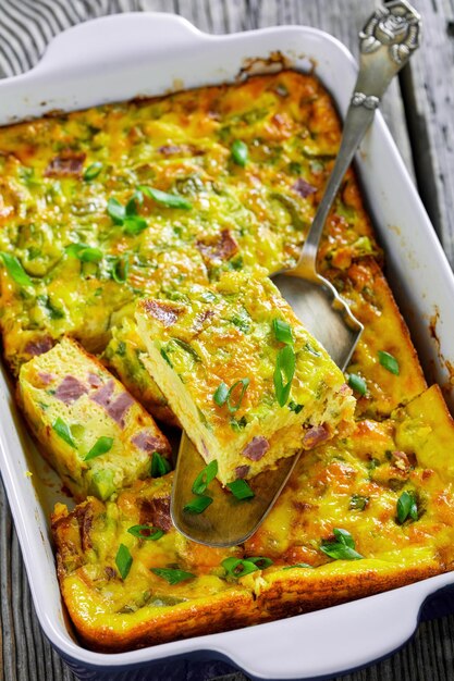 Oven Baked Denver Omelette in a baking dish