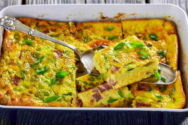 Oven Baked Denver Omelette in a baking dish