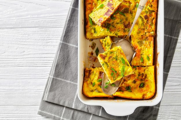 Photo oven baked denver omelette in a baking dish