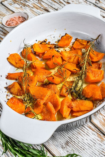 Oven baked pumpkin slices with rosemary