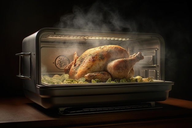 Ovenbaked turkey with vegetables a traditional American dish for the Thanksgiving holiday