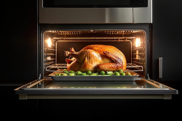 七面鳥のオーブン焼きと野菜の感謝祭の伝統的なアメリカ料理