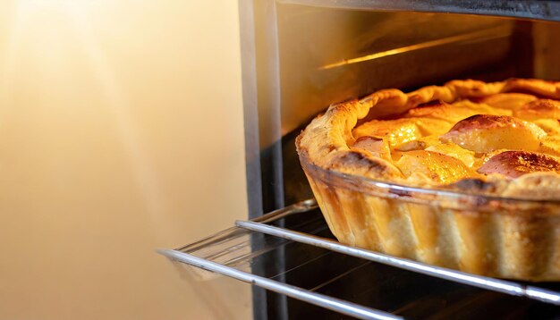 OvenFresh Glistening Apple Pie Bake with Copyspace