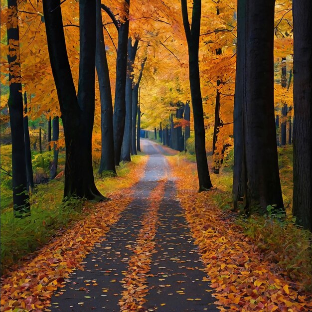 Photo the overall atmosphere of an autumn forest or park