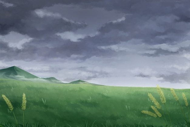 Overcast sky clouds - Anime Background.