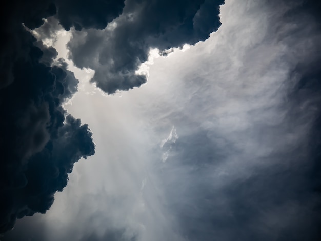 Overcast sky with sun ray light background