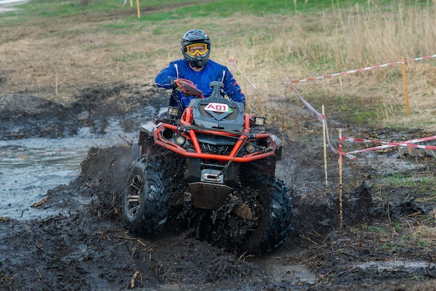 Photo overcoming a route on the offroad vehicle