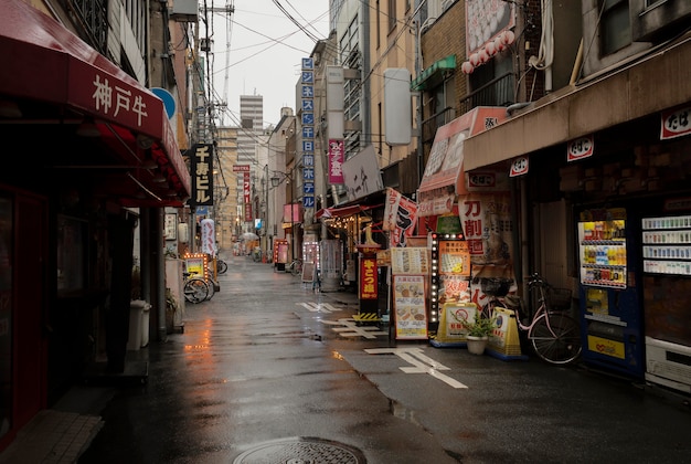 Foto overdag japan straat na regen