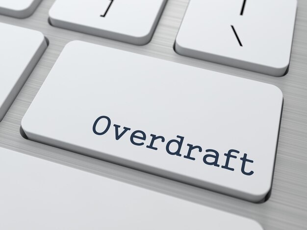 overdraft text Button on Modern Computer Keyboard.