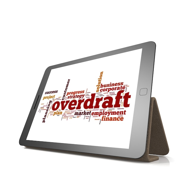 Overdraft word cloud on tablet